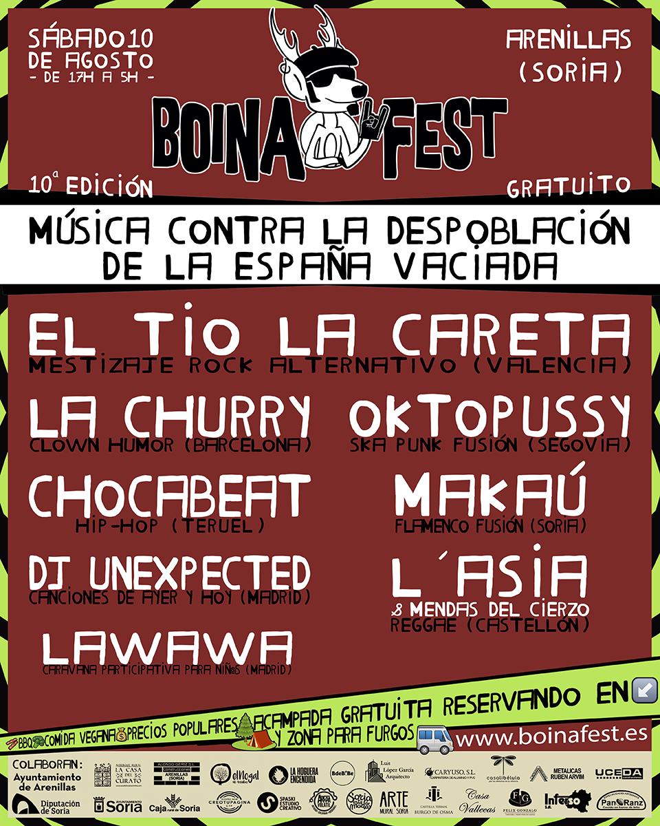  ​Este sábado el 10º Boina Fest multiplicará por 25 los habitantes de Arenillas (Soria) con su música contra la despoblación 