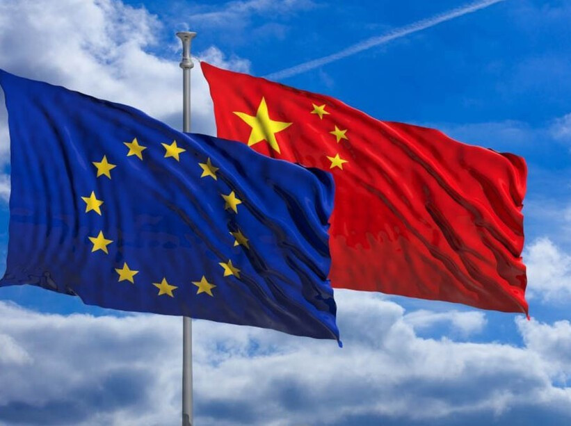 Banderas de la UE y China