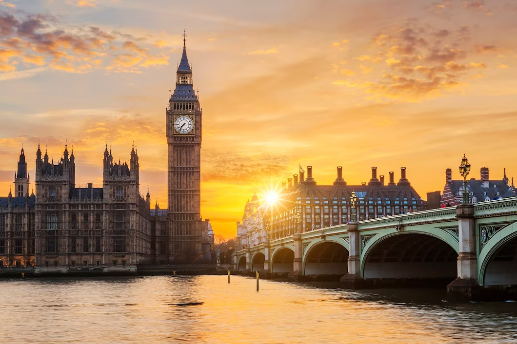 Big ben puente westminster al atardecer londres reino unido