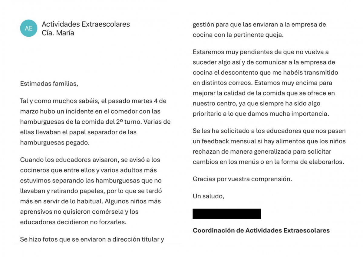 Carta Colegio Compañía Maria