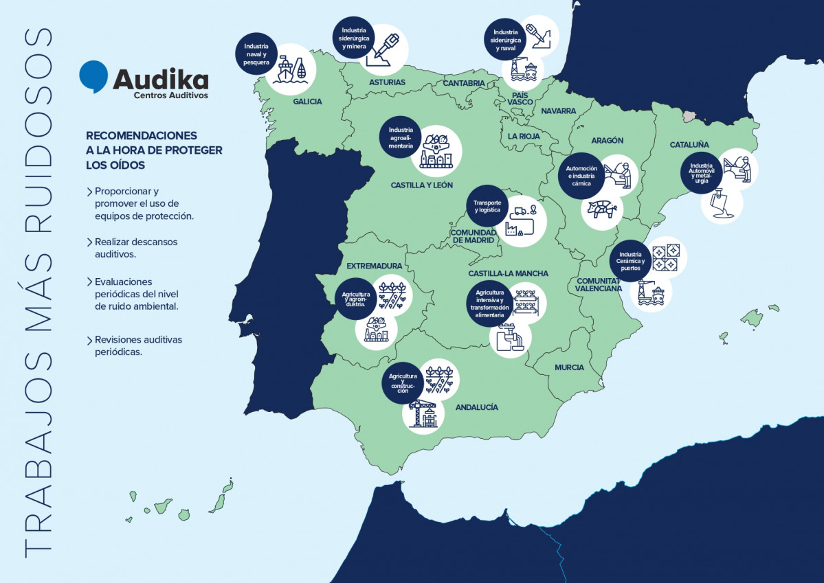 AUDIKA MAPA ESPAÑA TRABAJOS RUIDOSOS